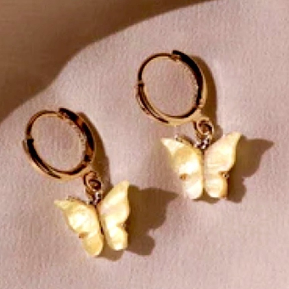 Sunshine Papillon yellow gold butterfly hoop earrings 3/$30 NO FURTHER DISCOUNTS